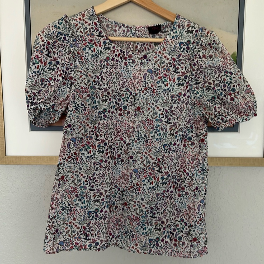 J. Crew liberty floral short sleeve blouse.